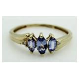 10kt Gold Tanzanite & Diamond Ring