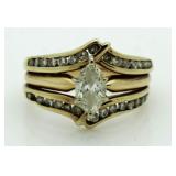 14kt Gold Marquise Cut 2 pc Diamond Bridal Set