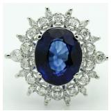 14kt Gold Oval 7.96 ct Sapphire & Diamond Ring