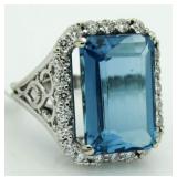 14kt Gold 21.68 ct London Blue Topaz & Diam. Ring