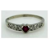 10kt Gold Pink Sapphire & Diamond Heart Ring