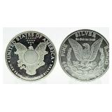 (2) Morgan & Eagle Dollar .999 Silver Coins