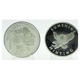 (2) Buffalo & Sunshine .999 Pure Silver Coins