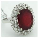 14kt Gold Oval 17.58 ct Ruby & Diamond Ring