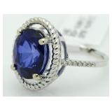 14kt Gold 6.14 ct Sapphire & Diamond Ring