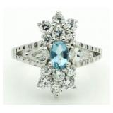 Stunning Blue & White Topaz Designer Ring