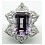 14kt Gold 16.08 ct Amethyst & Diamond Ring