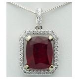 14kt Gold 6.59 ct Ruby & Diamond Pendant