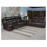 Ashley Graford Power Reclining Leather Sofa & Love