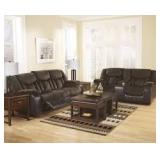 Ashley 792 Chocolate Reclining Sofa & Love