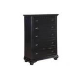 Brook black highboy 5 drawer chest