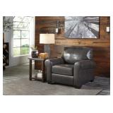 Ashley 980 Gray LEATHER Club Chair