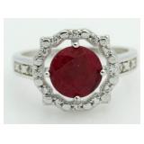 Genuine 2.51 ct Ruby & Diamond Accent Ring