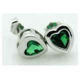 Bezel Set Emerald Solitaire Earrings