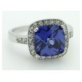 Cushion Cut 3.50 ct Tanzanite Designer Ring