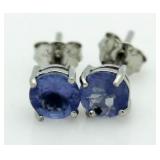 Genuine 1.00 ct Tanzanite Solitaire Earrings