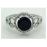 Genuine 2.23 ct Sapphire & Diamond Accent Ring