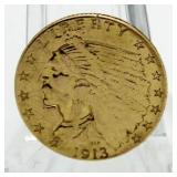 1913 Indian $2.50 Gold Piece