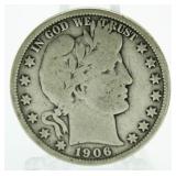 1906 Barber Silver Half Dollar