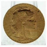 1912 AU France 20 Franc Rooster Gold Piece