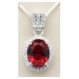 Oval 3.00 ct Ruby Solitaire Pendant