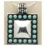 Genuine Turquoise XL Sterling Silver Pendant