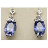 Alongated Oval Tanzanite Designer Earrings