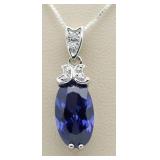 Alongated Oval Tanzanite Designer Pendant