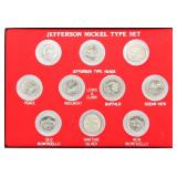 Jefferson Nickel 10 Coin Type Set