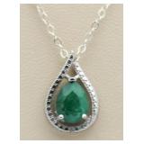 Genuine 2.21 ct Emerald & Diamond Accent Pendant