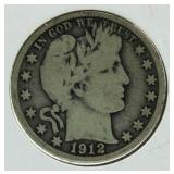 1912-S Barber Silver Half Dollar