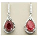 Genuine 3.55 ct Ruby & Diamond Accent Earrings