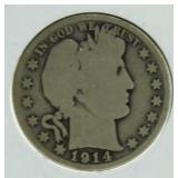 1914-S Barber Silver Half Dollar