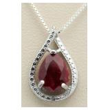 Genuine 2.25 ct Ruby & Diamond Accent Pendant