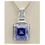 Princess Cut 3.50 ct Tanzanite Designer Pendant