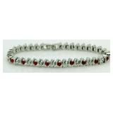 Ruby & White Topaz Fashion Tennis Bracelet