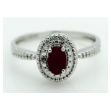 Genuine Ruby & Diamond Accent Ring