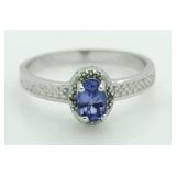 Genuine Tanzanite & Diamond Accent Ring