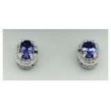 Genuine Tanzanite & Diamond Accent Earrings