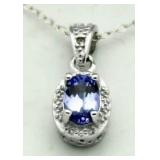 Genuine Tanzanite & Diamond Accent Necklace