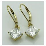 Princess Cut 2.50 ct White Topaz Earrings