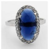 Alongated Oval Sapphire Dinner Ring