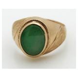 18kt Gold Genuine Jade Antique Estate Ring