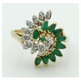 10kt Gold Genuine Emerald Estate Ring