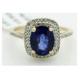 10kt Gold Genuine 2.75 ct Sapphire & Diamond Ring