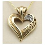 10kt Gold "Mom" Heart Diamond Pendant