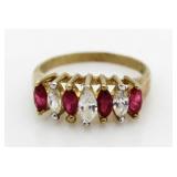 10kt Gold Ruby & White Topaz Anniversary Ring