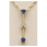 10kt Gold Sapphire & Diamond Necklace