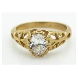 10kt Gold White Topaz Filligree Ring