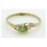 10kt Gold Peridot & Diamond Heart Ring